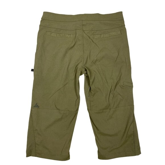 prAna Cropped Womens Pants Large Belted Outdoor Hiking Dark Khaki - Picture 2 of 7